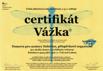 Certifikát Vážka